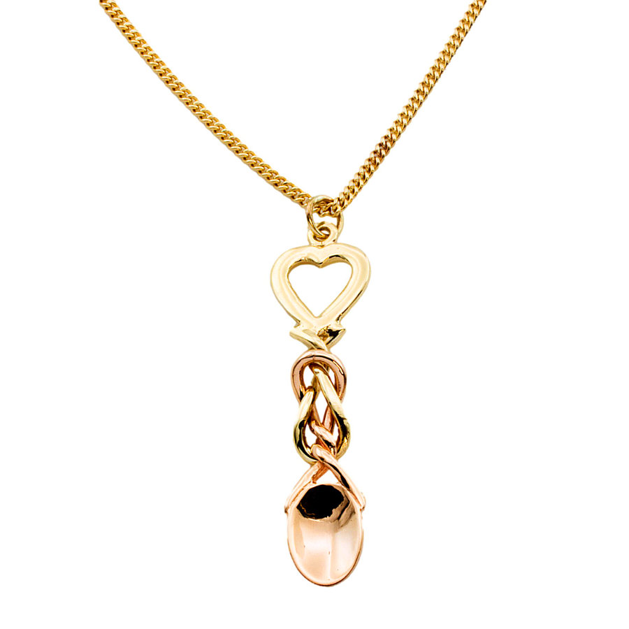 9ct 2-tone gold Clogau Lovespoon Pendant with chain